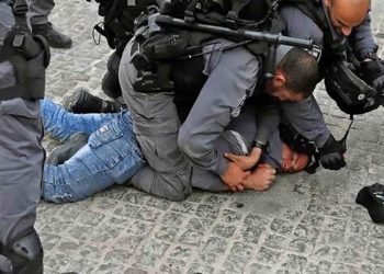 IOF brutally assaults a Palestinian young man before his arrest