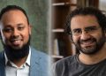 الصحافي والناشط علاء عبدالفتاح ومحاميه محمد الباقر
