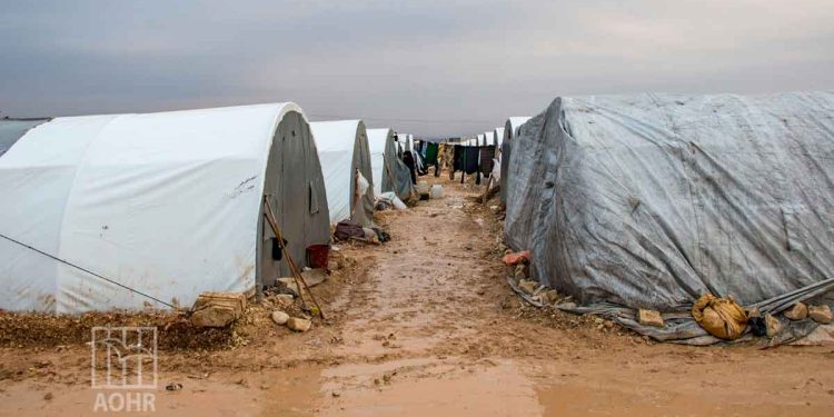 Rainwater floors Syrian refugee camps, damaging dozens of tents