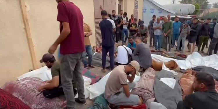 IOF bombed a UNRWA-run school in the Nuseirat camp in the central Gaza Strip, killing 35 Palestinian civilians