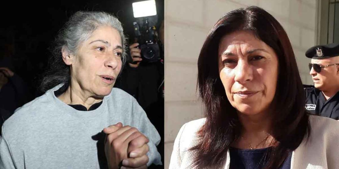 Khalida Jarrar before her arrest and after her release